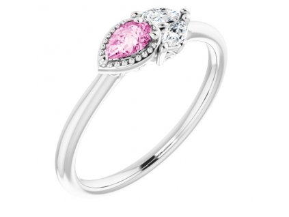 diamantový prsten s růžovým safírem PINK SAPPHIRE 72009 bílé zlato zlatnictvi salaba zlatnicke studio
