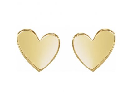 minimalisticke nausnice asymetricke srdce zlute zlato 1 zlatnictvi salaba zlatnicke studio