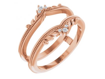 dokonaly par dvojity snubni prsten s diamanty DOUBLE LEAF ruzove zlato zlatnictvi salaba zlatnicke studio
