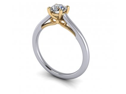 zasnubni prsten BOW bicolor bile a zlute zlato 5,00mm s diamantem zlatnicke studio salaba zlatnictvi