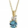 náhrdelník PIXIE 86710 s diamanty a akamarínem žluté zlato zlatnictvi salaba zlatnicke studio