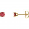 náušnice 1874 zlute zlato rubin 4.00mm zlatnicke studio salaba zlatnictvi