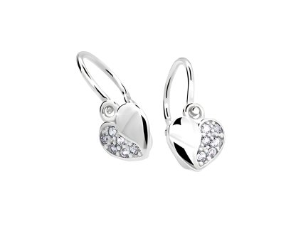 Srdíčkové náušnice ND2160 Diamonds s brilianty – bílé zlato  + krabička a čistící utěrka zdarma