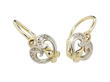 Dětské náušnice žluté zlato ND2211Z Diamonds ve tvaru srdíčka s brilianty  + krabička a čistící utěrka zdarma