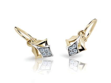 Kosočtverečky na dětských náušnicích ND2220Z Diamonds ze žlutého zlata s brilianty  + krabička a čistící utěrka zdarma