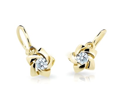 Dětské náušnice ve tvaru kvítku ze žlutého zlata ND2201Z Diamonds + brilianty  + krabička a čistící utěrka zdarma