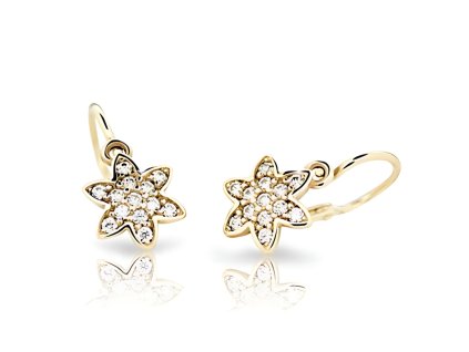 Žluté zlato – dětské náušnice osazené brilianty ND2206Z Diamonds ve tvaru hvězdičky  + krabička a čistící utěrka zdarma