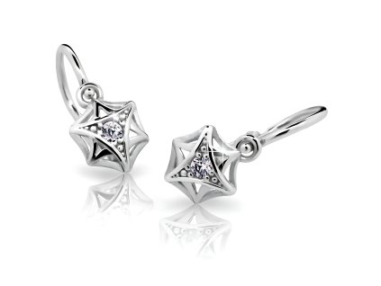 Hvězdičkové dětské náušnice ND2209 Diamonds z bílého zlata s briliantovým zdobením  + krabička a čistící utěrka zdarma