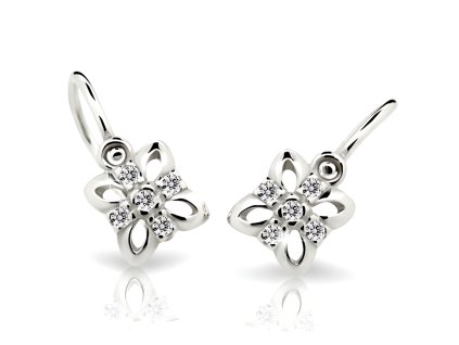 Dětské náušnice ve tvaru čtyřlístku ND2215 Diamonds bílé zlato poseté brilianty  + krabička a čistící utěrka zdarma
