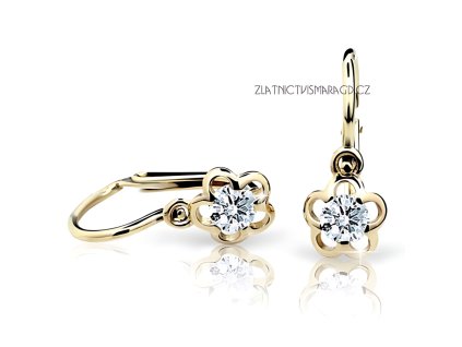 Dětské briliantové náušnice květinové ND1945Z Diamonds žluté zlato  + krabička a čistící utěrka zdarma