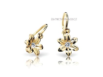 Květinové náušnice zlaté ND1993Z Diamonds – dětské s brilianty  + krabička a čistící utěrka zdarma