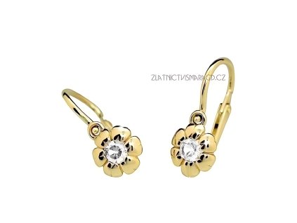 Luxusní dětské náušnice ve tvaru kvítku ND2151Z Diamonds – žluté zlato s brilianty  + krabička a čistící utěrka zdarma