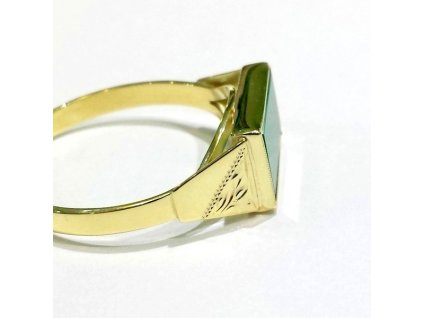 Pánský prsten žluté zlato s Chryzoprasem