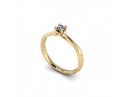 Prsten ze žlutého zlata se zirkonem  - ruční práce  Dárková krabička zdarma