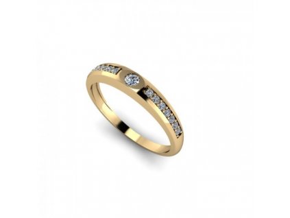 Prsten ze žlutého zlata se zirkonem - ruční práce  Dárková krabička zdarma