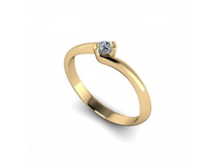 Prsten ze žlutého zlata se zirkonem - ruční práce  Dárková krabička zdarma
