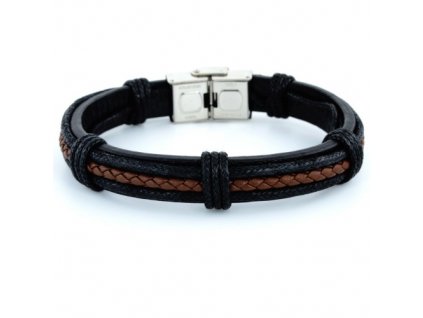 Pánský náramek chirurgická ocel a kůže  Dárková krabička zdarma