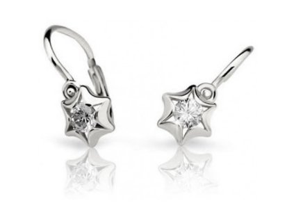 Dětské náušnice hvězdičky z bílého s čirým zirkonem CUTIE C2159  Dárková krabička zdarma