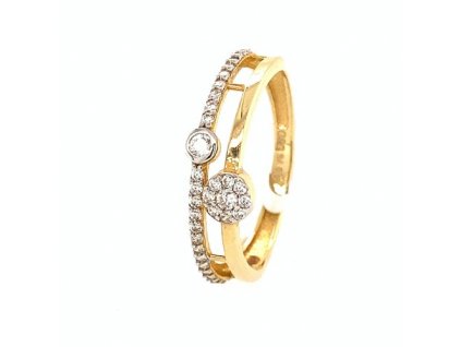 Prsten ze žlutého zlata se zirkony  Dárková krabička zdarma