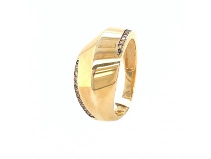 Dámský prsten ze žlutého zlata se světle hnědými zirkony velikosti 55 AUZ220 zlatnictvivymolovi.cz  Dárková krabička zdarma