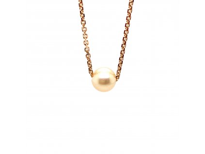 AKOYA mořská perla pudrové barvy na řetízku z růžového zlata 45 cm AKONAH1  Dárková krabička i certifikát pravosti perly zdarma