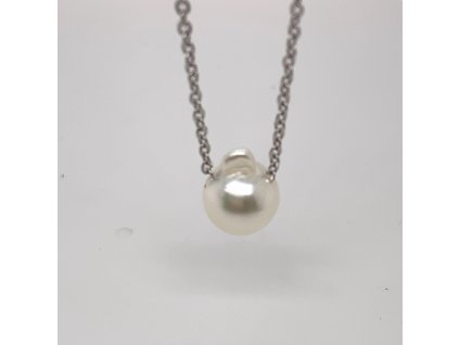 Řetízek bílé zlato 45 cm mořská perla AKOYA AKONAH3 zlatnictvivymolovi.cz  #perla#bila#netradicni#tvar#originalni#darek#bile#zlato#gift#zlasky#