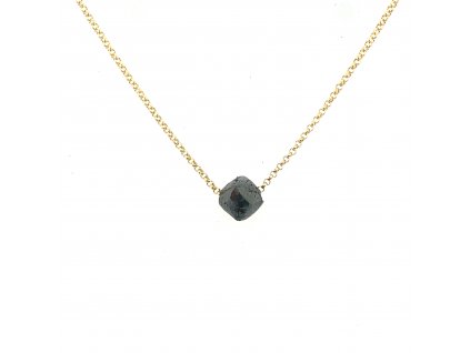 RAWD0 Surový RAW diamant černé barvy 0,85 ct na řetízku ze žlutého zlata 40 cm zlatnictvivymolovi  Dárková krabička a certifikát o pravosti Raw - surového diamantu zdarma
