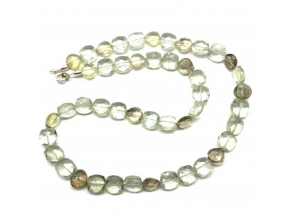 Náhrdelník 47 broušených kamenů - PRASIOLIT v čirých barvách  Certifikát o pravosti kamenů a dárková krabička zdarma