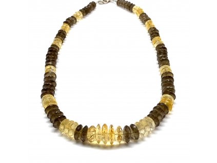 Náhrdelník s citróny a záhnědou 222,55 ct  Dárková krabička a certifikát o pravosti drahokamů zdarma