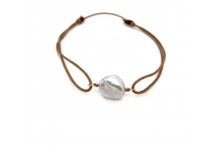 PJM25 Náramek textilní šňůrka s perlou z Jižních moří ve 14-ti kt zlatě zlatnictvivymolovi.cz  Dárková krabička i certifikát o pravosti perly zdarma