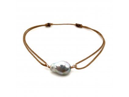 PJM34 Perla Jižních moří s růžovým zlatem textilní šňůrka náramek zlatnictvivymolovi.cz  Dárková krabička i certifikát o pravosti perly zdarma