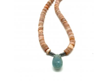 Náhrdelník sluneční kameny, akvamarin a hematit  Dodáno s dárkovou krabičkou i certifikátem o pravosti kamenů zdarma