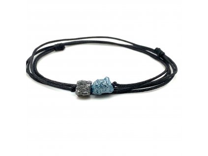 Textilní šňůrka na krk i ruku s raw-surovým diamantem  Dárková krabička i certifikát o pravosti raw diamantu zdarma