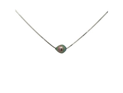 Mořská perla KESHI z Tahiti na řetízku z bílého zlata  Dárková krabička s certifikátem o pravosti mořské perly zdarma