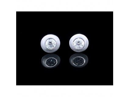 Náušnice v matném bílém zlatě se solitérním briliantem  certifikát pravosti briliantů a dárková krabička zdarma