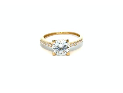 Dámský prsten ve žlutém zlatě se zirkony  Dárková krabička zdarma
