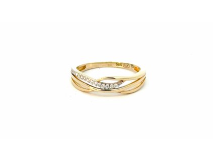 Dámský prsten ze žlutého zlata se zirkony  Dárková krabička zdarma