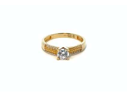 Prsten ze žlutého zlata se se zirkonem  Dárková krabička zdarma
