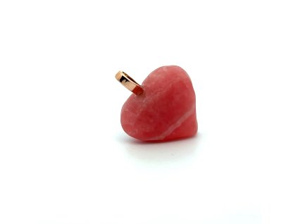 Srdíčko z rodochrozitu s růžovým zlatem  Dárková krabička i certifikát o pravosti rodochrozitu zdarma