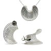 Náušnice a řetízek s přívěskem ze stříbra design 3D  Dárková krabička zdarma