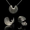 Náušnice a řetízek s přívěskem ze stříbra design 3D  Dárková krabička zdarma