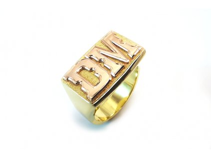 Prsteň s monogramom DM zo žltého zlata