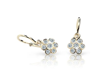 Detské náušnice Cutie 1737 – rozkvitnutá zlatá krása s ligotom zirkónov