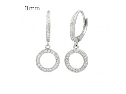 Visacie strieborné náušnice s čírymi zirkónmi