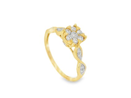 Prsteň zo žltého zlata s briliantmi Blossom