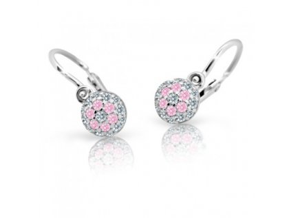 Detské náušničky Cutie 2150 z bieleho zlata s ružovými zirkónmi