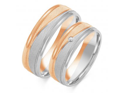 Svadobné obrúčky model OE-189 z kombinovaného ružovo-bieleho zlata