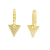 Zlaté dámske náušnice zo žltého zlata s trojuholníkovým príveskom a zirkónmi