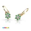Detské náušničky Cutie 2152 žlté zlato so zelenými zirkónmi