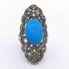 Stříbrný prsten tyrkys a markazit (velikost prstenu 61)